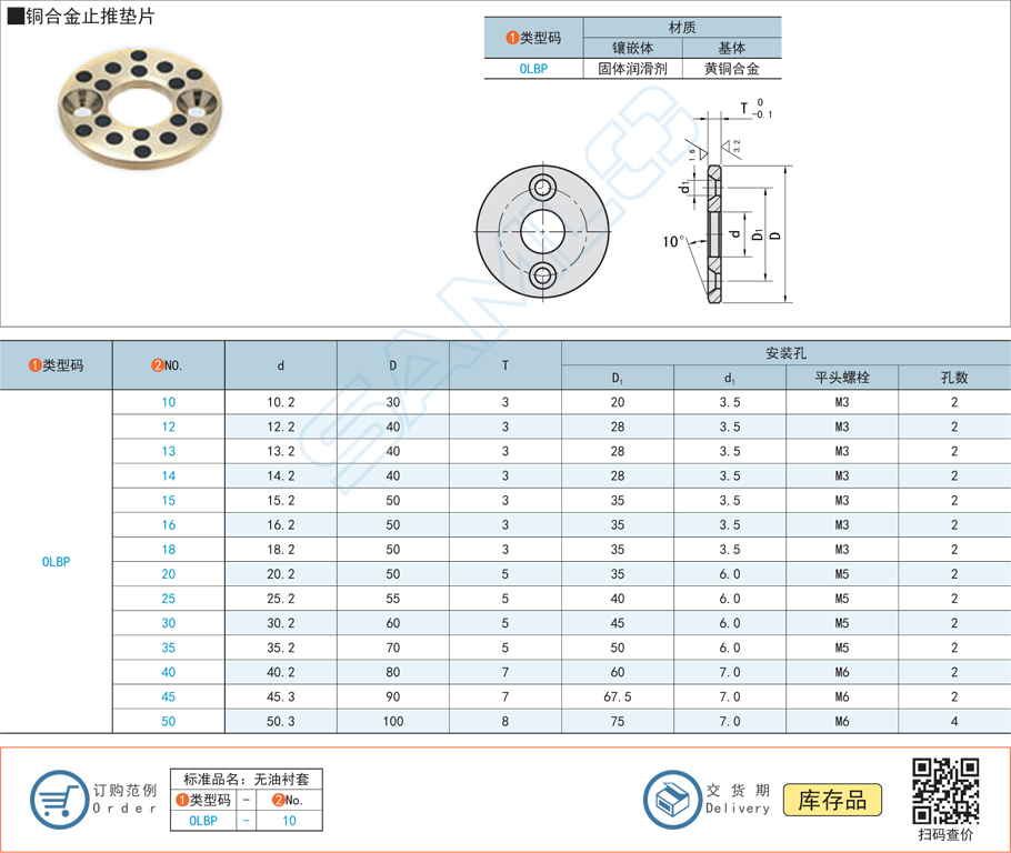 銅合金型止推墊片規(guī)格參數(shù)