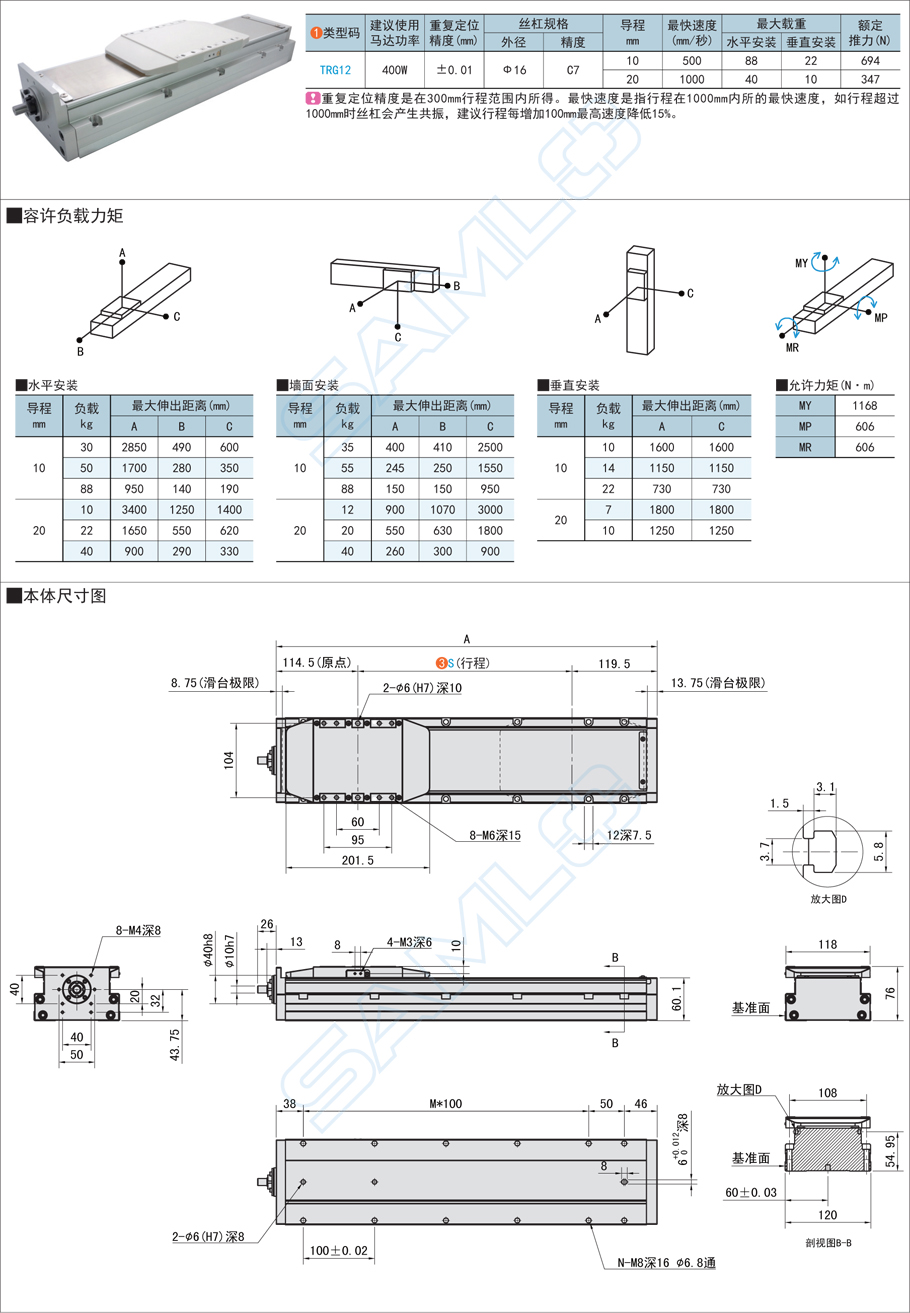 上隆全封閉直線(xiàn)模組-TRG12系列參數(shù)