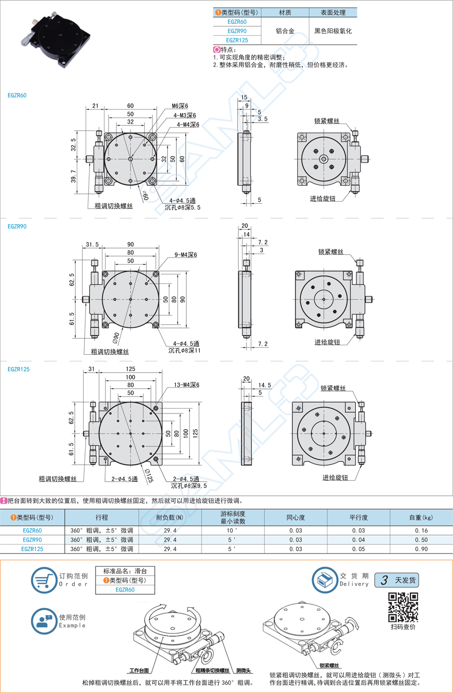 上隆自動零件旋轉滑臺-經濟型參數屬性