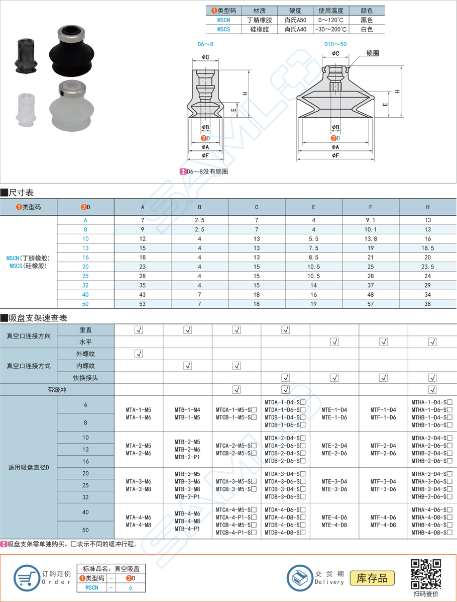 風琴型真空吸盤規(guī)格參數尺寸
